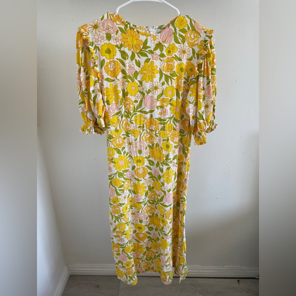 Faithfull the Brand Midi Dress Jolene Floral Print (Size 2) - Picture 2 of 10